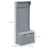 easycomfort easycomfort mobile appendiabiti 3 in 1 con 4 ganci e panca contenitore in legno 71 5x39 5x170 cm grigio