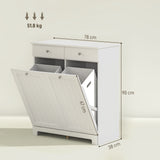 easycomfort easycomfort mobile bagno con 2 ceste portabiancheria rimovibili 2 cassetti e 2 ante a ribalta 78x38x90 cm bianco