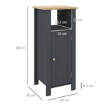 easycomfort easycomfort mobile bagno salvaspazio con armadietto e ripiano aperto in legno 32x30x80cm grigio