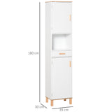 easycomfort easycomfort mobile bagno salvaspazio in legno mobile a colonna con armadietti e cassetto 39x30x180cm bianco ean 8054144139265