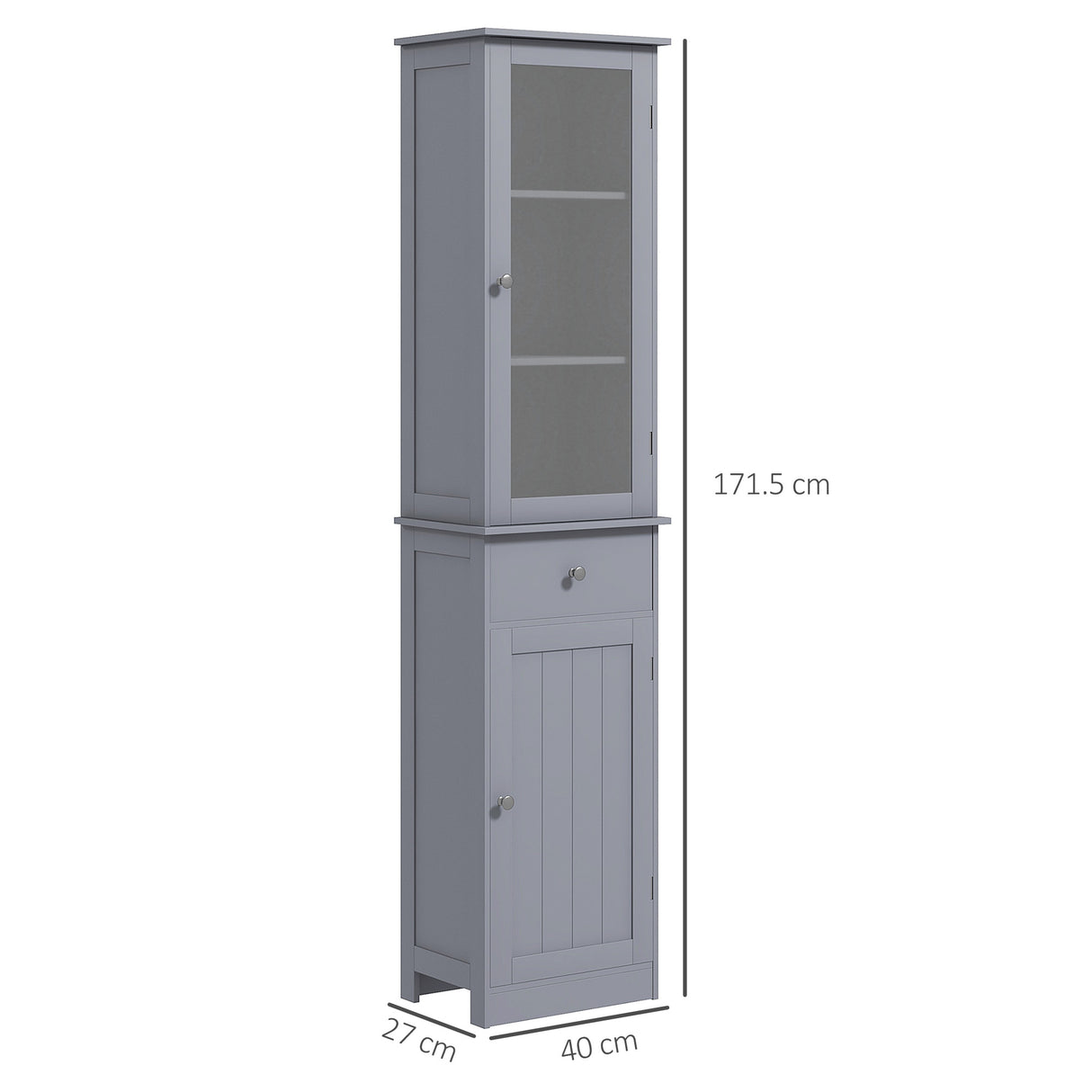 easycomfort easycomfort mobile colonna bagno salvaspazio con armadietto cassetto e ripiani in mdf 40x27x171 5cm grigio