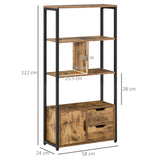 easycomfort easycomfort mobile libreria con 3 ripiani armadietto e 2 cassetti in truciolato e metallo 58x24x122 cm