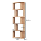 easycomfort easycomfort mobile libreria in legno a 5 ripiani con divisorio 60x24x184 5 cm color legno