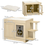 easycomfort easycomfort mobile per lettiera casetta per gatti con spazio portaoggetti e pali tiragraffi in legno 107x54x70 cm