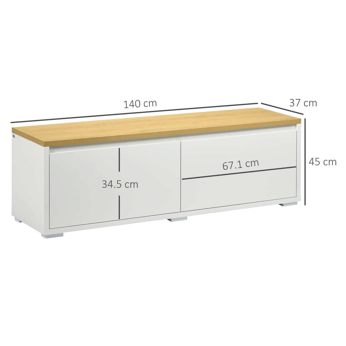 immagine-3-easycomfort-easycomfort-mobile-porta-tv-fino-a-65-con-armadietti-e-ante-a-ribalta-in-truciolato-140x37x45cm-bianco-e-color-legno