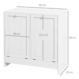 easycomfort easycomfort mobile portabiancheria con 2 scomparti a ribalta in legno 66x33x68cm bianco