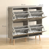 easycomfort easycomfort mobile scarpiera con 4 cassetti ribaltabili a 2 livelli per 16 paia in legno 95x26x95 cm grigio
