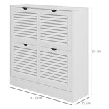 easycomfort easycomfort mobile scarpiera salvaspazio in legno per 16 paia di scarpe con 2 ante a ribalta 81 5x25x83cm bianco