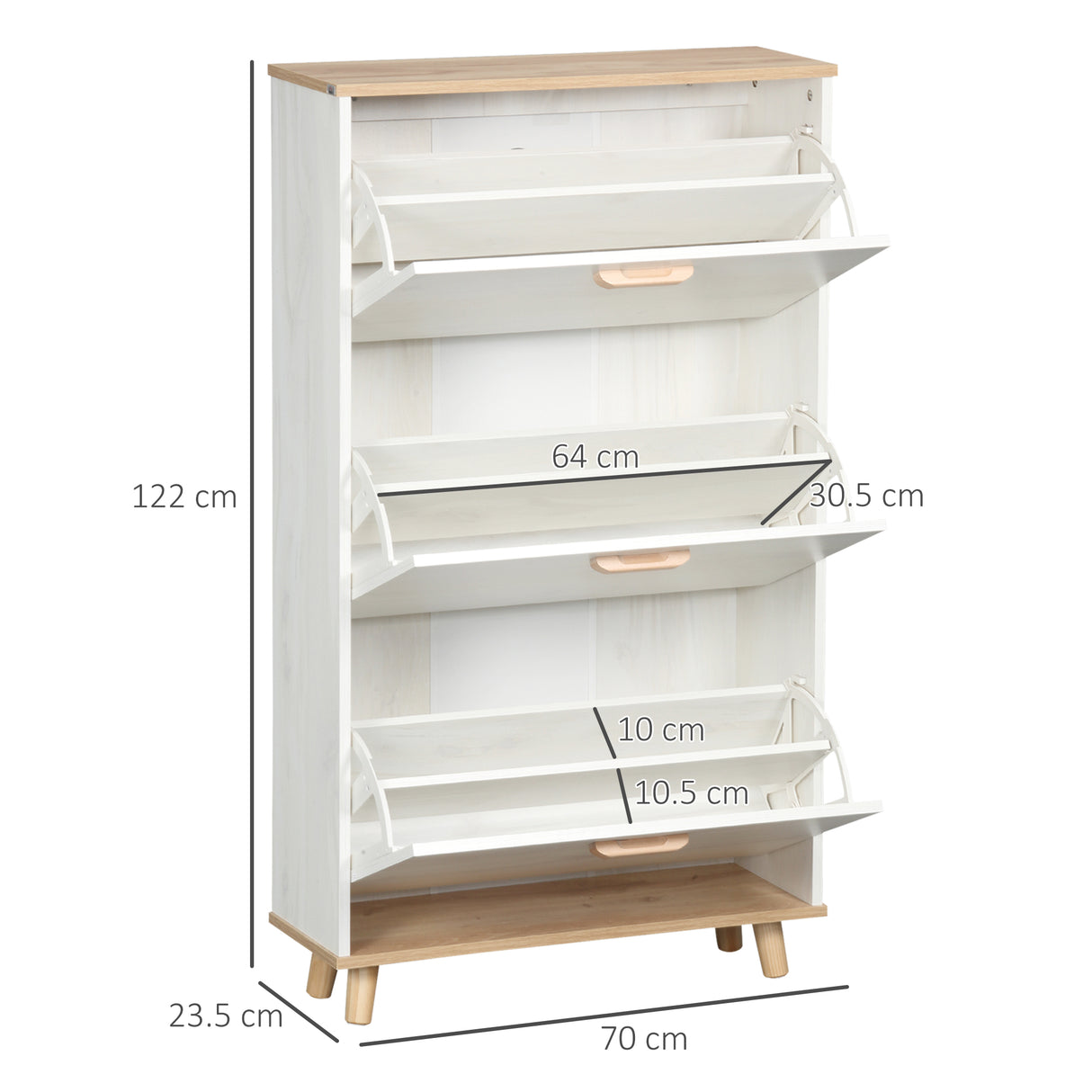 easycomfort easycomfort mobile scarpiera salvaspazio in truciolato con 3 cassetti e 2 ripiani interni regolabili 70x23 5x122 cm bianco