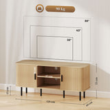 easycomfort easycomfort mobile tv 55 con 2 armadietti e 2 ripiani in legno e acciaio 120x40x55 cm nero e rovere