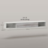 easycomfort easycomfort mobile tv sospeso in legno con 2 ripiani aperti e armadietto 120x26x16 cm bianco e grigio