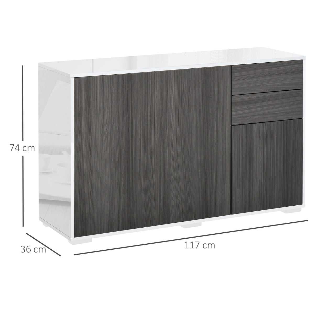 easycomfort easycomfort mobiletto armadietto multiuso per soggiorno cucina ufficio 2 cassetti e 2 armadietti con apertura a pressione grigio