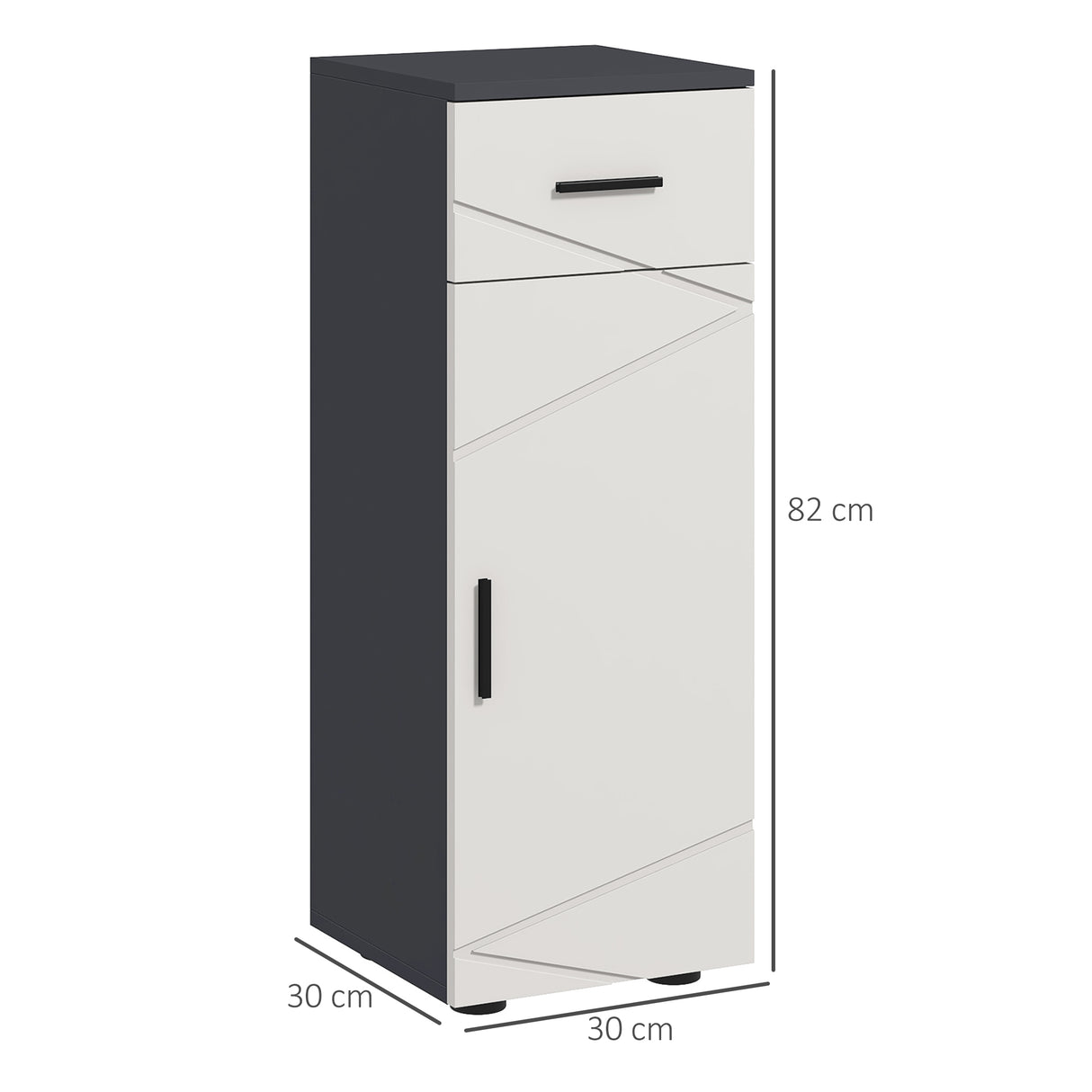 easycomfort easycomfort mobiletto bagno in truciolato con cassetto e armadietto a 2 livelli regolabili 30x30x82 cm grigio