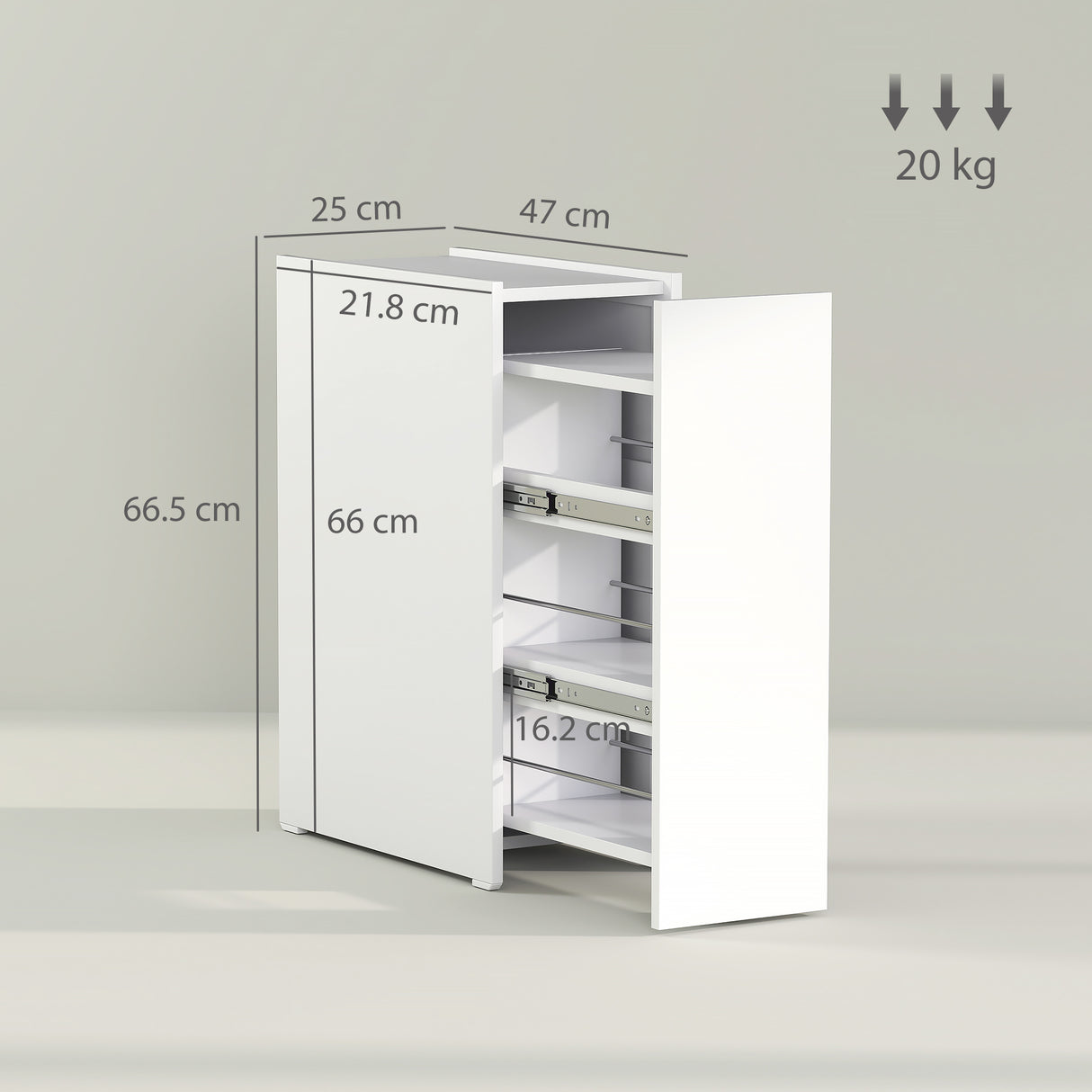 easycomfort easycomfort mobiletto bagno salvaspazio a 3 livelli con binari scorrevoli in legno 47x25x66 5 cm bianco