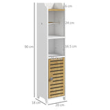 easycomfort easycomfort mobiletto bagno salvaspazio moderno con ripiani e armadietto in truciolato superficie in melamina18x20x90cm bianco