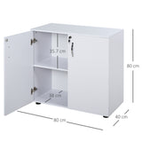 easycomfort easycomfort mobiletto da ufficio multiuso con serratura armadietto per documenti con 2 ante e mensola interna in legno bianco 80x40x80cm