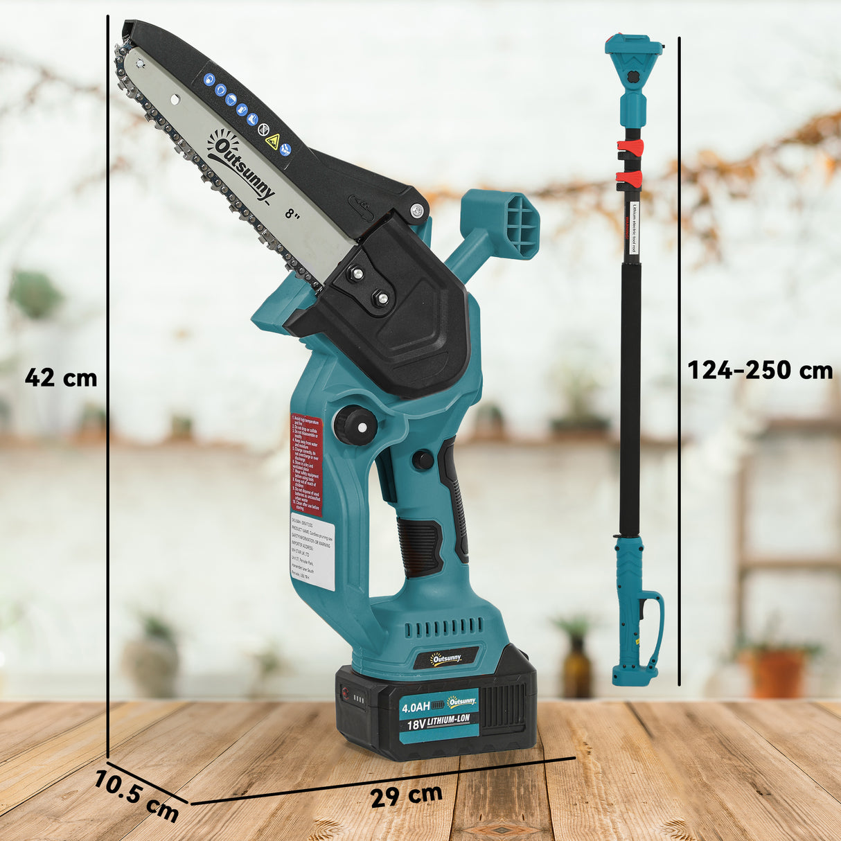 easycomfort easycomfort motosega a batterie 2 in 1 con palo telescopico motore brushless 2 batterie e blocco di sicurezza blu