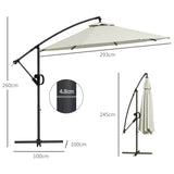 easycomfort easycomfort ombrellone a braccio a 8 stecche con base a croce in alluminio metallo e poliestere 3x2 6 m crema