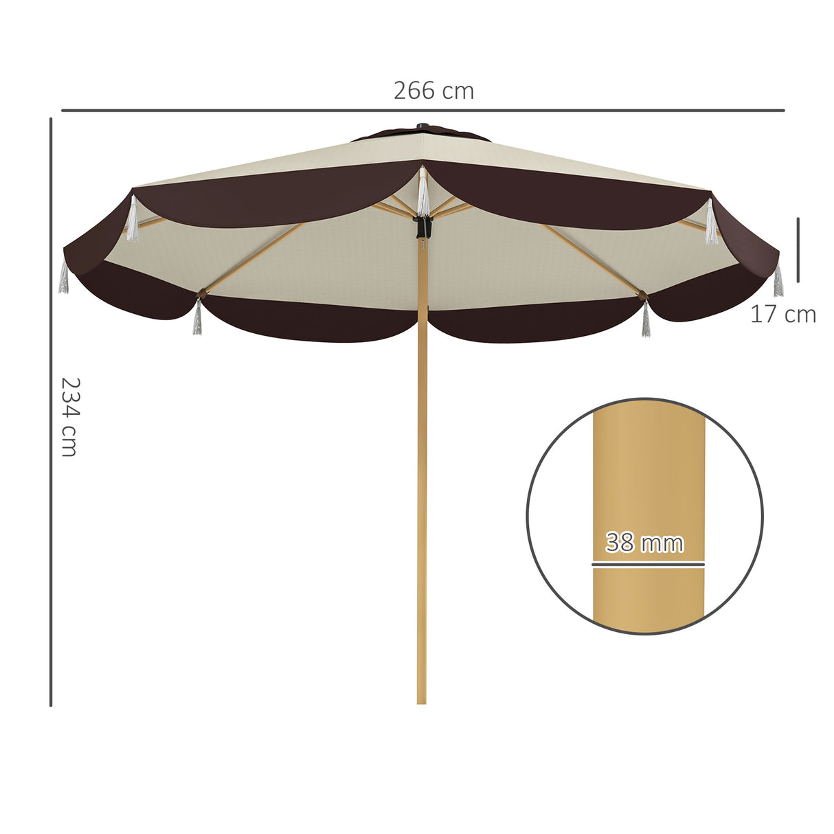 easycomfort easycomfort ombrellone da giardino 2 6 m con copertura uv50 presa daria e 8 stecche beige