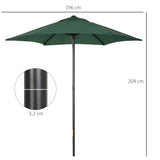 easycomfort easycomfort ombrellone da giardino 2x2 m a 6 stecche con presa daria in alluminio metallo e poliestere verde