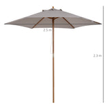 easycomfort easycomfort ombrellone da giardino a 6 stecche in legno e tessuto poliestere 2 5x2 3m grigio