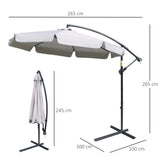 easycomfort easycomfort ombrellone da giardino a braccio con apertura a manovella in metallo e poliestere 2 7x2 7 m grigio