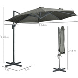 easycomfort easycomfort ombrellone da giardino decentrato 3x2 5 m girevole a 360 con angolazione regolabile grigio
