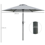 easycomfort easycomfort ombrellone da giardino inclinabile 2 3x2m con apertura a manovella e 6 stecche grigio