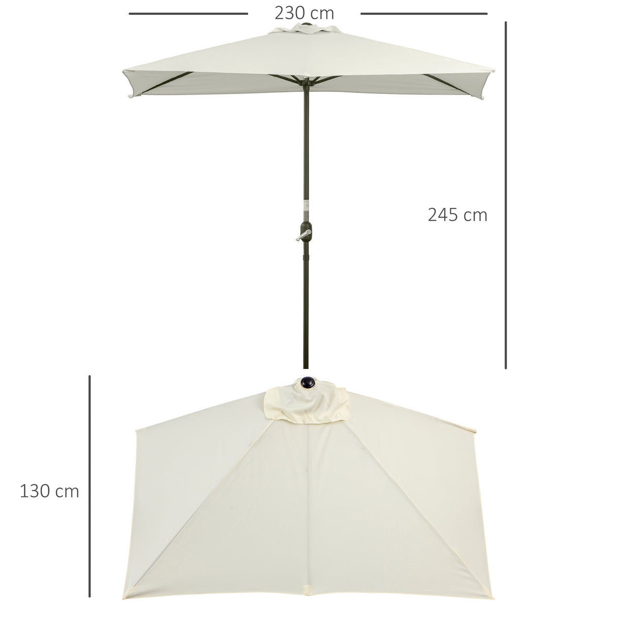 easycomfort easycomfort ombrellone da parete mezzaluna salvaspazio con apertura a manovella beige