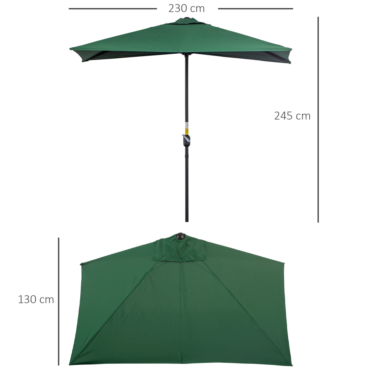 easycomfort easycomfort ombrellone da parete mezzaluna salvaspazio con apertura a manovella verde