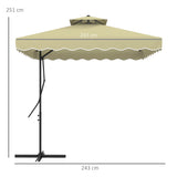 easycomfort easycomfort ombrellone decentrato 2 5x2 5 m con base a croce e apertura a manovella in metallo e poliestere beige