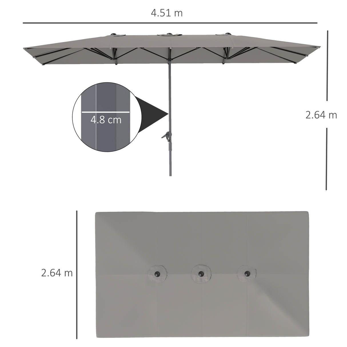 easycomfort easycomfort ombrellone doppio da giardino 4 5x2 6 m apertura a manovella e 12 stecche grigio
