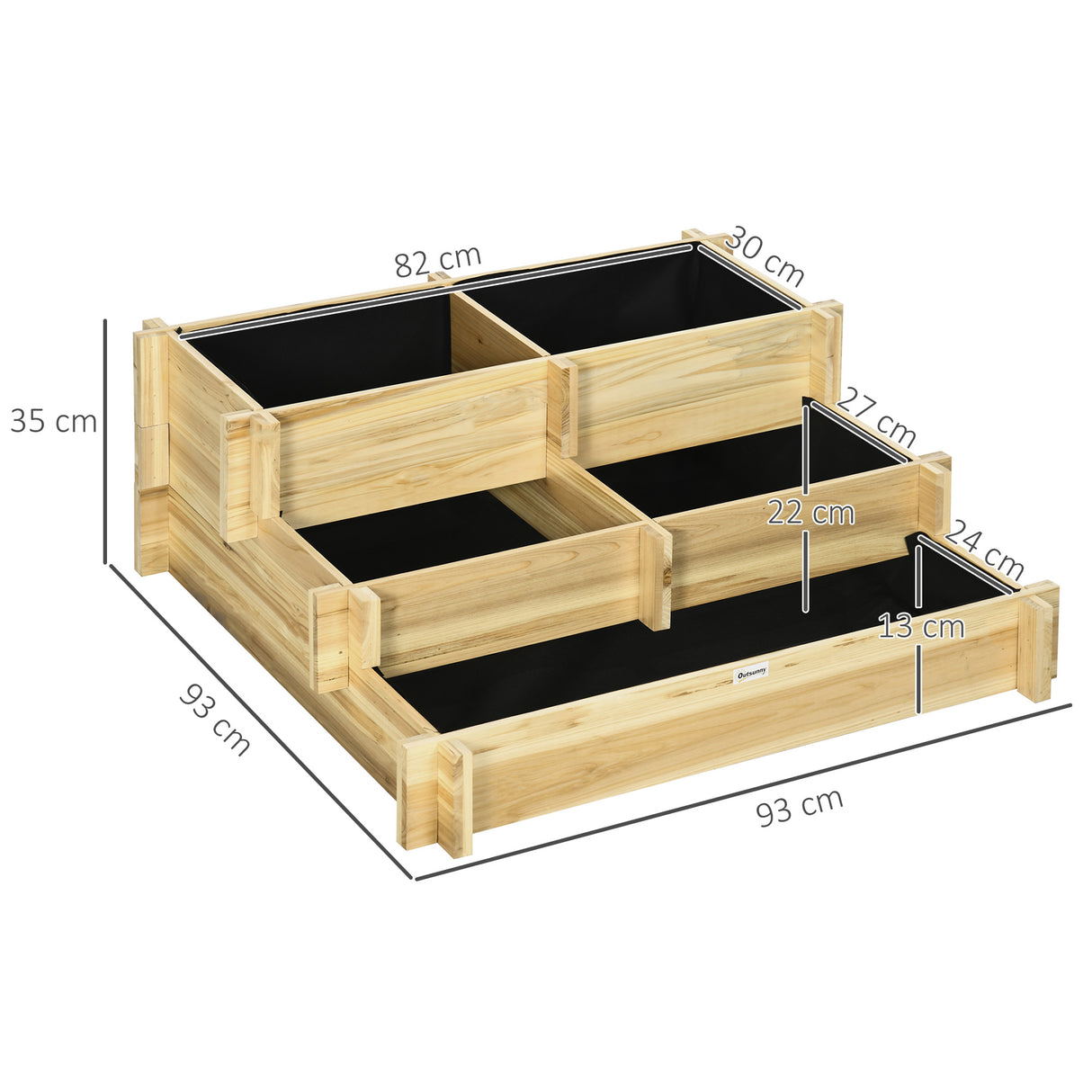 easycomfort easycomfort orto rialzato a 3 livelli in legno dabete per verdure fiori e piante da giardino 93x93x35 cm
