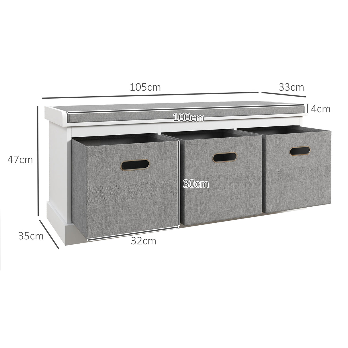 easycomfort easycomfort panca scarpiera in legno con 3 cassetti e seduta in tessuto per 3 paia di scarpe 105x35x47 cm bianco