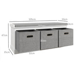 easycomfort easycomfort panca scarpiera in legno con 3 cassetti e seduta in tessuto per 3 paia di scarpe 105x35x47 cm bianco