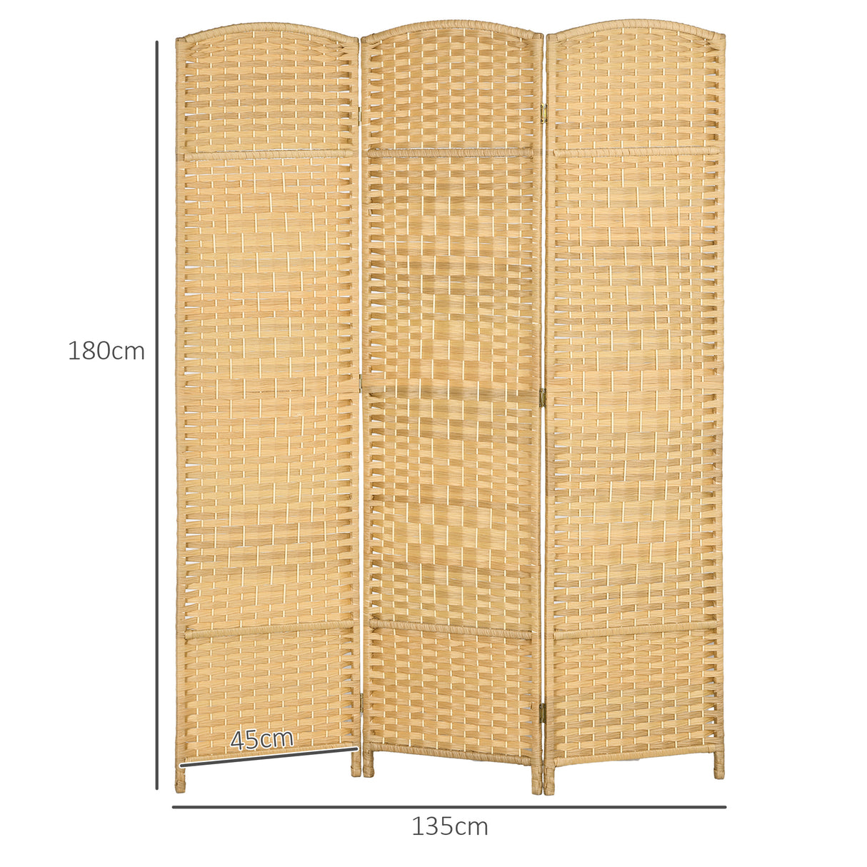 easycomfort easycomfort paravento a 3 ante pieghevole per interni autoportante e intrecciato 135x180 cm color legno