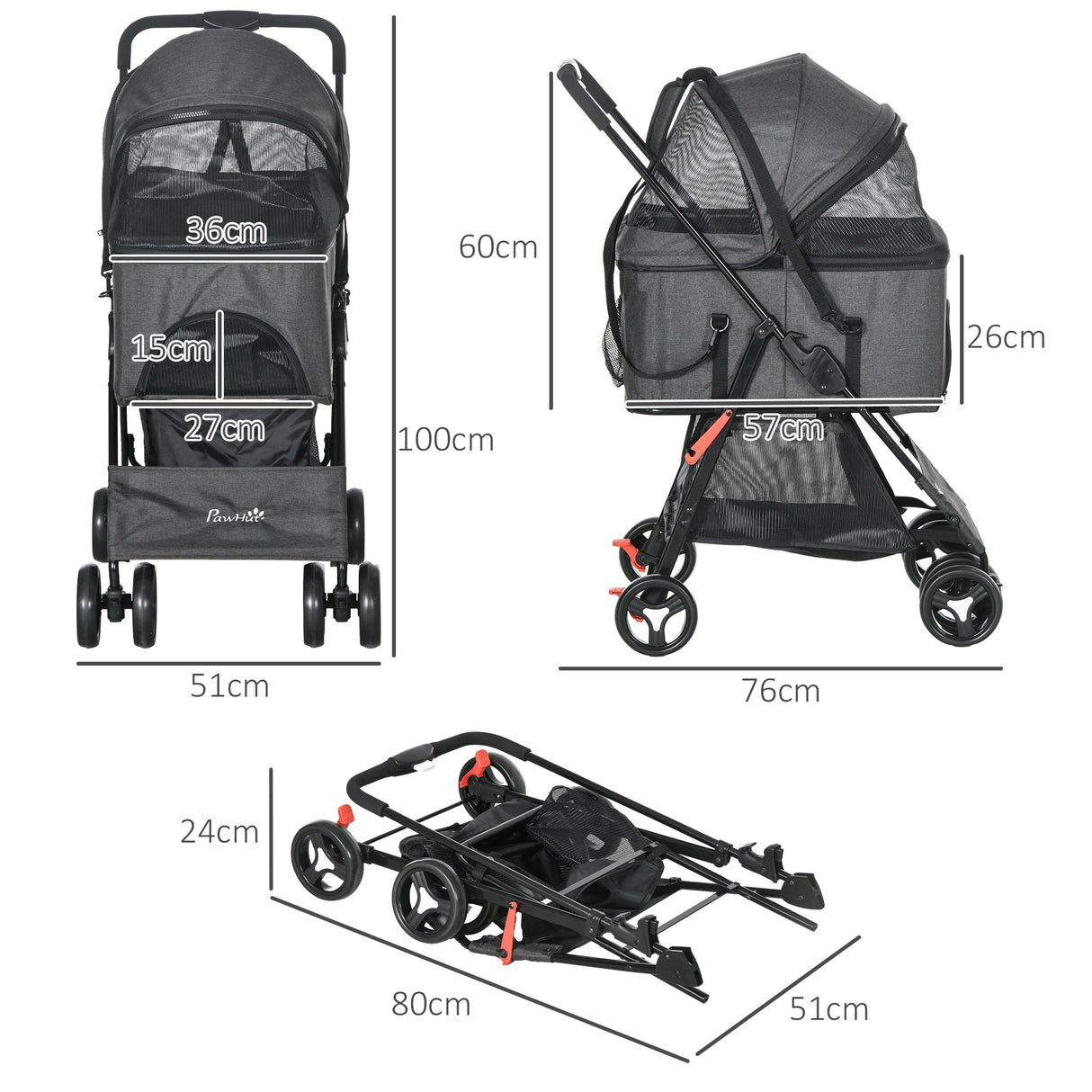 easycomfort easycomfort passeggino per cani 3 in 1 convertibile in borsa e trasportino con guinzaglio e cuscino grigio