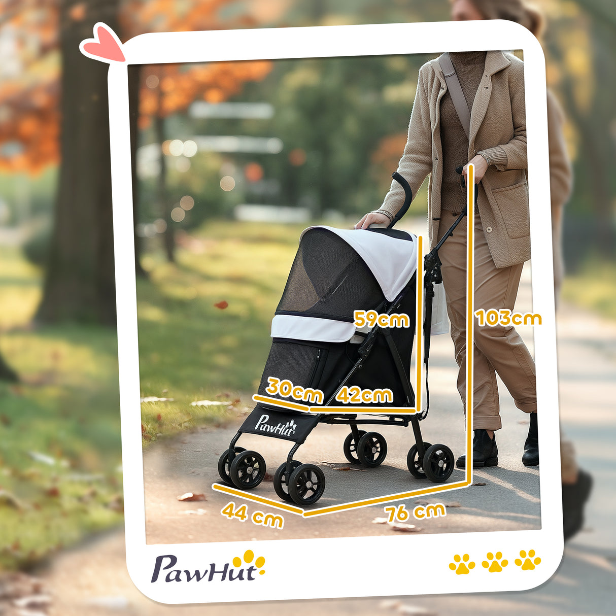 easycomfort easycomfort passeggino per cani con 2 finestre a rete in acciaio e tessuto oxford 76x44x103 cm nero e grigio chiaro