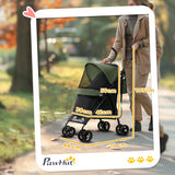 easycomfort easycomfort passeggino per cani con 2 finestre a rete in acciaio e tessuto oxford 76x44x103 cm nero e verde scuro