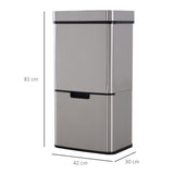 easycomfort easycomfort pattumiera 72l a 3 scomparti con sensore infrarossi e apertura automatica in acciaio e abs 42x30x81 cm