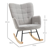 easycomfort easycomfort poltrona a dondolo imbottita in legno e acciaio con rivestimento boucle 71x98x101 cm grigio