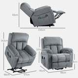 easycomfort easycomfort poltrona alzapersona a 8 punti massaggianti e tasca portaoggetti in finta pelle e acciaio 90x95x103 cm grigia