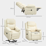 easycomfort easycomfort poltrona alzapersona reclinabile a 160 con poggiapiedi e telecomando in pelle pu e acciaio 76x90x105 cm crema