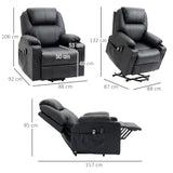 easycomfort easycomfort poltrona alzapersona reclinabile max 135 con 8 punti massaggianti e poggiapiedi 88x92x106 cm nero