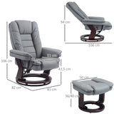 easycomfort easycomfort poltrona con poggiapiedi reclinabile con poggiatesta e braccioli in pelle pu e acciaio 85x82x106 cm grigio