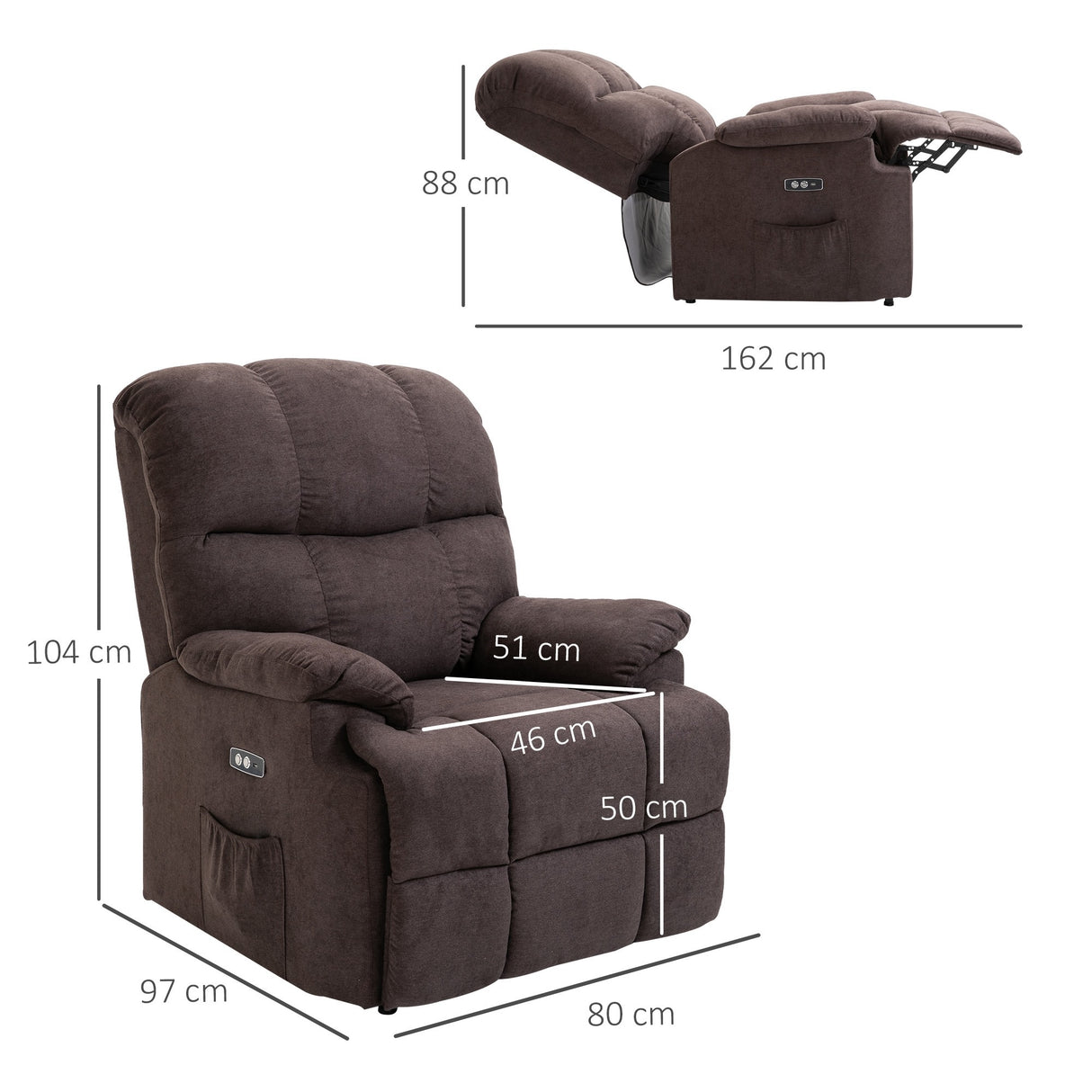 easycomfort easycomfort poltrona elettrica alzapersona reclinabile 150 poltrona relax elettrica in velluto con connettore usb motore telecomando poggiapiedi e tasche laterali per anziani marrone