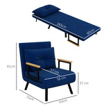 easycomfort easycomfort poltrona letto 3 in 1 con schienale reclinabile e cuscino in tessuto effetto velluto 63x73x81 cm blu