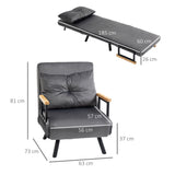 easycomfort easycomfort poltrona letto 3 in 1 con schienale reclinabile in 5 posizioni e cuscino 63x73x81 cm grigio scuro
