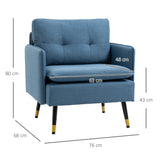 easycomfort easycomfort poltrona moderna da soggiorno e camera da letto con seduta imbottita e tessuto effetto lino 76x68x80 cm blu