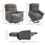easycomfort easycomfort poltrona relax alzapersona reclinabile con poggiapiedi rivestimento in tessuto grigio